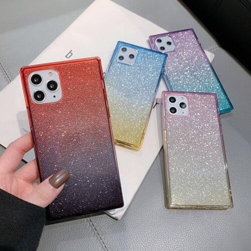 Cute Girl Case Glitter Soft Silicone Case for iphone XS 11 Pro MAX X XR 7 8 Plus Gradient TPU Phone Shell Anti-knock Cover