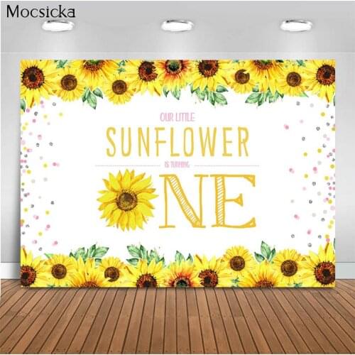 Mocsicka Baby Shower Background Sunflower Decoration Style Newborn Baby Photo Background Photography Banner