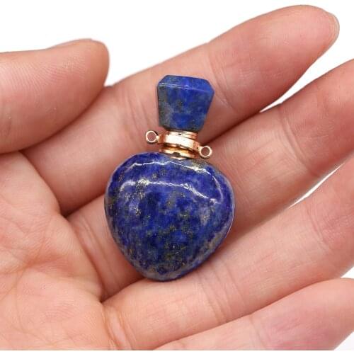 Fashion Charm Lapis lazuli Perfume Bottle Charm Pendants For DIY Decoration Bracelet Keychains Fashion Women Jewelry Accessories