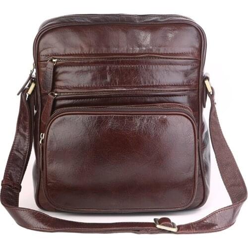 Male Shoulder Crossbody Bags Genuine Leather Travel Vintage Business Brown Brand Flap Ipad Bags Men Messenger Bag Leather Bag