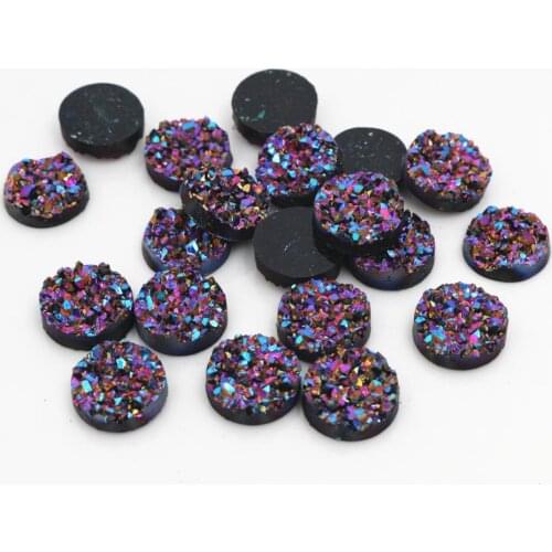 New Fashion 40pcs 8mm 10mm 12mm Aurora Colors Natural ore Style Flat back Resin Cabochons For Bracelet Earrings accessories