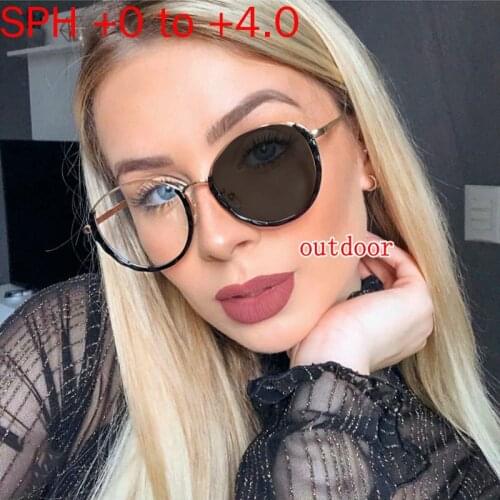 Progressive Multifocal Glasses Transition Sunglasses Women Photochromic Fashion Round Presbyopia Diopters Reading Glasses NX