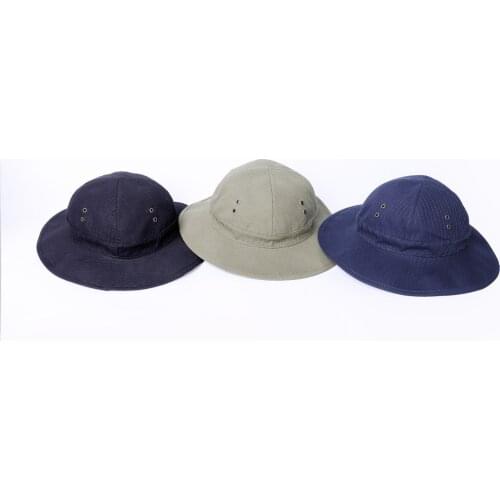 American Embroidered Bucket Hat Dome Retro Panama Washed Old Fisherman Hat Japanese Outdoor Sunscreen Shade Bob Cap