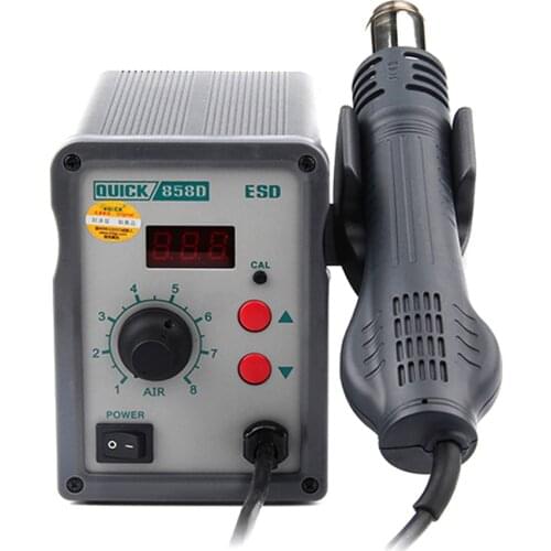 QUICK 858D Digital Display Adjustable Heat Gun Soldering Station ESD Rework Station Hot Air Gun With Rotating Helical Wind 700W