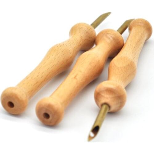 Wooden Handle Knitting Embroidery Pen Punch Needle Threader Set DIY Weaving Sewing Felting Craft for thick wool thread embroider