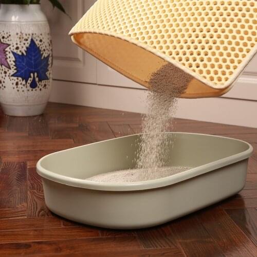 Pets Cats Litter Mat Double Layer EVA Leather Pets Mat Pad Bottom Waterproof Bottom Trapper Home Mat for Box Pan