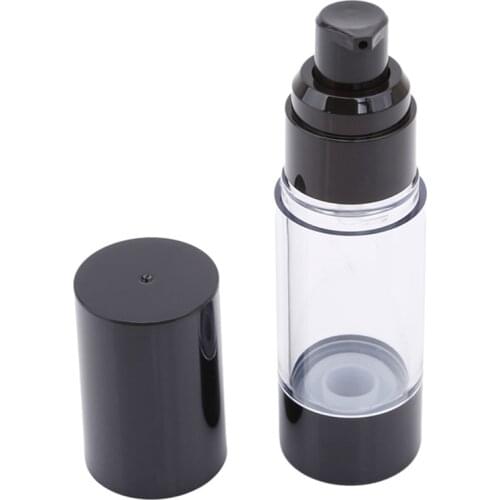 High Quality Plastic Portable Airless Bottle Cosmetic Treatment Pump Travel Empty Container Perfume Bottle Black Cap