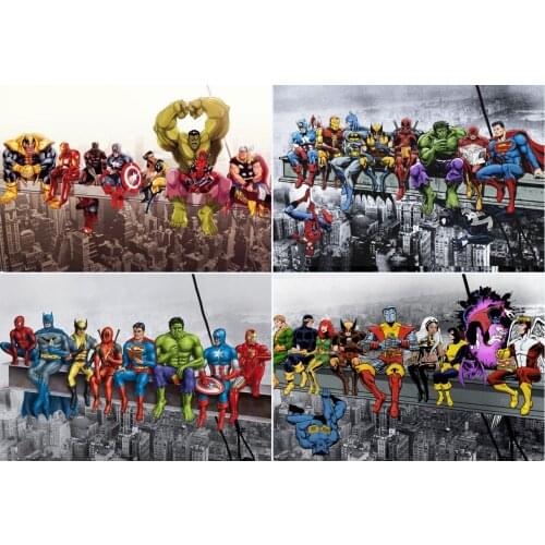 Disney Marvel DC Superheroes Lunch Atop A Skyscraper Art Print Poster Wall Art Marvel Art Gift Canvas Painting Wall Home Decor