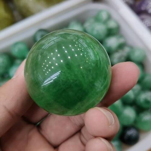 4cm Natural Green Fluorite Quartz Crystal Sphere Ball Reiki healing