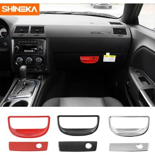 SHINEKA Car Co-pilot Armrest Storage Box Handle Bowl Decoration Cover Sticker Accessories For Dodge Challenger 2009-2014 Styling