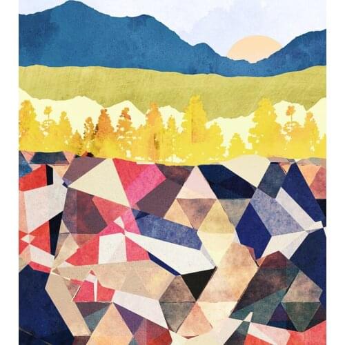 Modern Abstract Gold Blue Canvas Art Geometric Moon Paintings For Living Room Bedroom Posters Prints Wall Poster Home Decoration