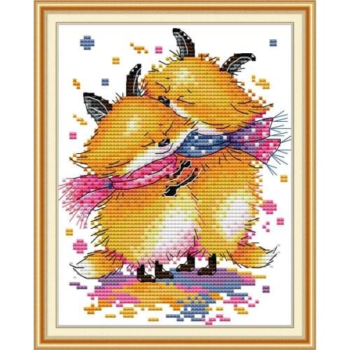 Everlasting love Little fox hug Ecological cotton Chinese cross stitch kits counted stamped 14CT gift New store sales promotion