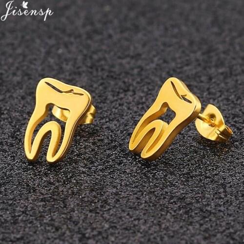 Unique Design Stainless Steel Teeth Ear Stud Earrings for Women Men Trendy Black Small Tooth Earings Fashion Jewelry Wholesale