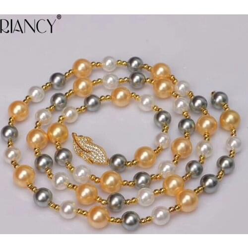 2019 New fashion Elegant Shell Gradient Multicolor Imitation Pearl Necklace 90cm adjustable shell Beads Jewelry for women