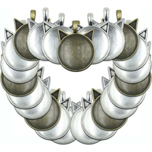 ZHUBI 10PCS Cabochon Base Sterling Silver Plated 25MM Glass Round Blank Bezel Trays DIY For Jewelry Making Bracelet & Necklace