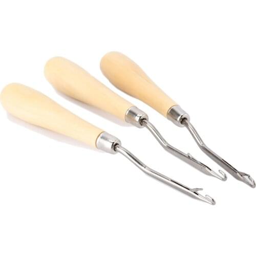 1pc Wood Handle Latch Crochet Hook Hair Weave Needle Wigs Knitting Tools Carpets Making Repair Craft Tools