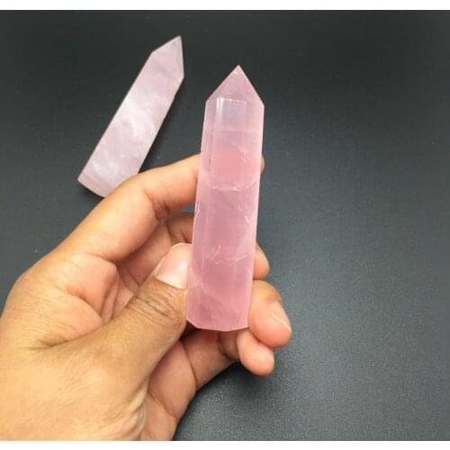 1pcs natural deep pink rose quartz Crystal gemstone point meditation healing chakra crystal point wand as wedding return gift