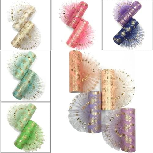 15cmX10yards Butterfly Heart Glitter Tulle Organza Mesh Roll Spool Fabric Tutu Sequin DIY Wedding Birthday Decoration