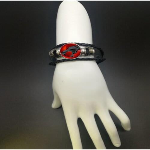 2019 New Fashion Pop Red Eyed Wolf Rope Leather Braided Bracelet Charm Bracelet