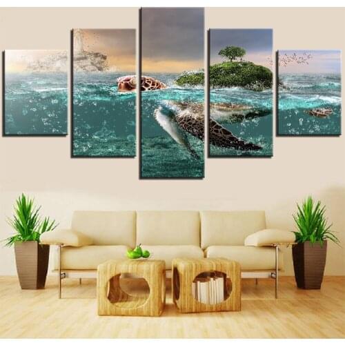 5 Pieces sea Turtle Tree diamond painting Embroidery Cross Stitch Full Square round drills Tropical Ocean Park room decor N860