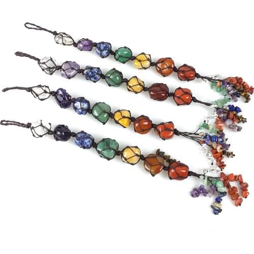 7 Chakras Stones Healing Crystals Car Hanging Ornament Home Decoration Window Ornament Feng Shui Ornament Yoga Meditation