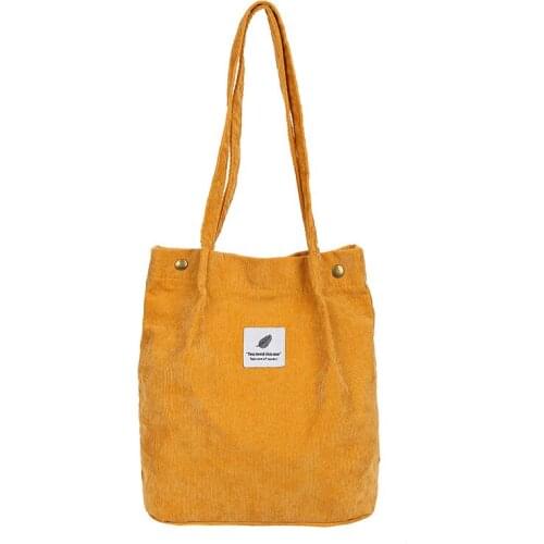 8PCS / LOT Women Shopping Bag Corduroy Four-Button Canvas Bags With Large Capacity Shoulder Handbags Folding Storage Bag