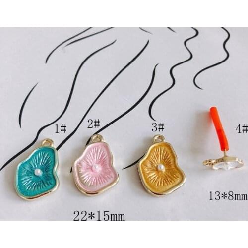 DIY alloy plating jewelry accessories wholesale simple pear shape inlaid pearl multicolor small pendant earring accessories