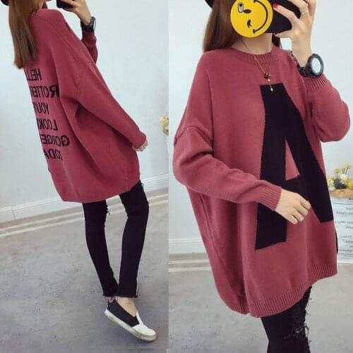 Auyumn New Warm Maternity Sweaters Comfortable Loose Pregnant Women Plus Size Sweater Fashion Letter Patchwork Pullovers tops
