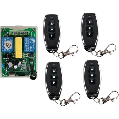 AC 220V RF 2CH Wireless Remote Control Switch 1* Receiver + 2* Transmitter For Tubular Motor Garage Door Projection Screen