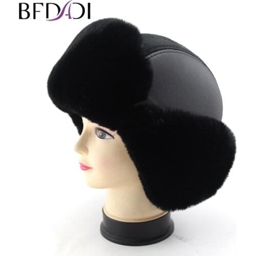BFDADI 2020 Faux Fur Bomber Hat Mens Winter Warm Thickened Plus Velvet Cap Male Ear Protection Russian Cold Proof Caps