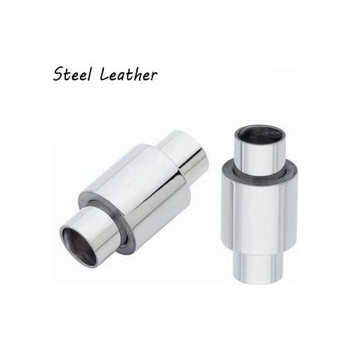 Engrave Logo 10pcs/lot Hole: 6.2mm 316L Stainless Steel Round Column Magnetic Clasps Hooks Round Leather Cord Bracelet End