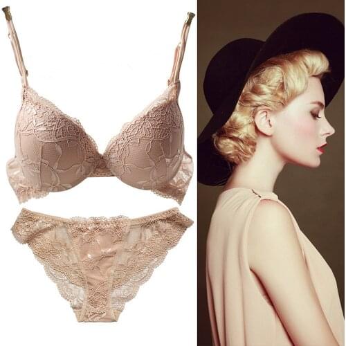 Top Brand Sexy Lingerie Bra Set Wire Drawing Bra And Panty Sets Fashion Underwear Women Bra Set Plus Size Lace Padded PUSH UP BH