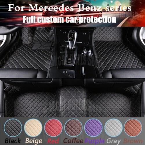 For Mercedes Benz E C GLA GLE GL CLA ML GLK CLS S R A B CLK SLK G GLS GLC Leather Car Floor Mats Waterproof Floor Mats