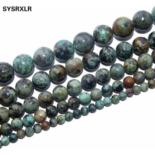 Wholesale Natural Stone African Turquoises Round Loose Beads For Jewelry Making DIY Bracelet Necklace 4 6 8 10 12 MM Strand 15