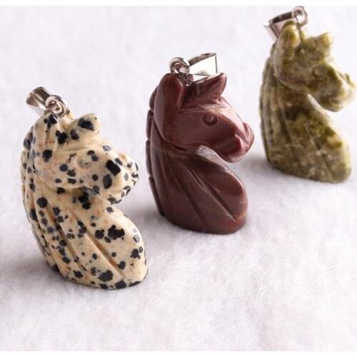 6/12/24PCS Chakra Animal Necklaces Pendants Natural Stone Radiesthesia Pendulum Amulet Reiki Healing Jewelry Making