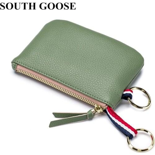 Fashion Women Slim Coin Purses Genuine Leather Mini Wallet Multifunction Organizer Pouch Ladies Candy Zipper Card Holder Key Bag