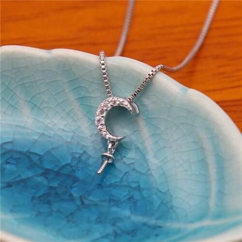 Moon Shape Pendant Base Mountings Findings Jewelry Settings Parts for Pearls Beads Stones Crystal Agate Coral, 10pcs/lot