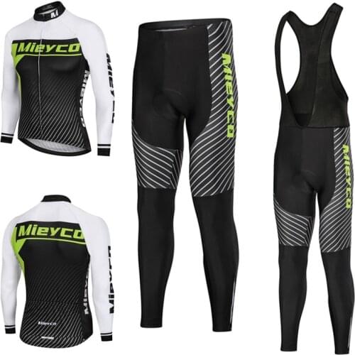 Mens Tracksuit Cycling Jersey Set Long Sleeve Man Outfits Pro Riding Quick Dry Suit Bicycle Bib With 5D Pad Bike Clothing Kit