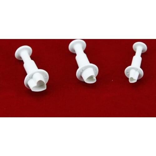 Set of 3pcs Fondant Heart Shaped plunger Cutter cake decorating fondant plunger embossing tool