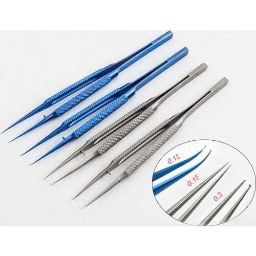 New round handle micro tweezers 150 straight toothed hand surgery 0.15 line tweezers electronic tweezers ophthalmic microscopy i