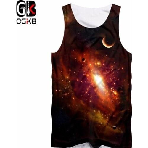 OGKB New Arrival Cool Tanks Women/mens Print Nebula Star 3d Tank Top Summer Hiphop Unisex Fitness Workout Sleeveless Shirts