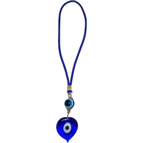Heart And Evil Eye Bead Murano Glass Car Hanging Ornament Handmade Rear View Mirror Decor Auto Decoration Pendant Accessories