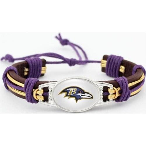 American League West Football Baltimore Team Ravens Hand Woven Adjustable Leather Bracelet Bangles Jewellery