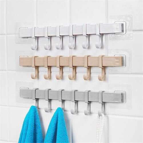 Adjustable Hook Rack Double Suction Cup Towel Rack Hanging Shelves Hook Holder Lock Type Sucker Kitchen Bathroom Accessories