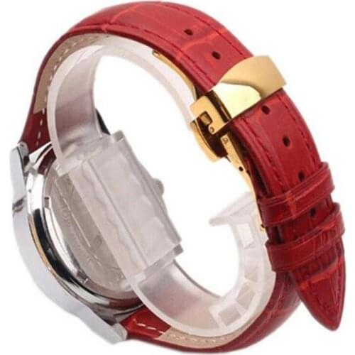 Red Genuine cowhide Leather 12 14 16 18 20 22 mm Watche Band Strap Belt Watchband Folding Clasp / Buckle And Spring Bar And Tool