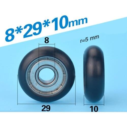 [R0829-10]Free Shipping 10PCS POM PA66 coated 608zz ball bearing wheel cabinet window round type roller 8*29*10 pulley