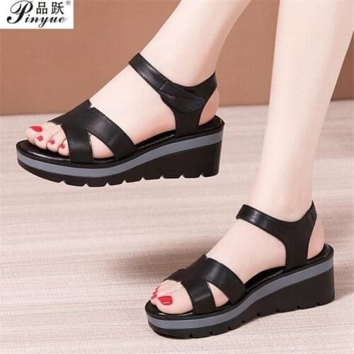 Big Size 33-43 Platform Sandals Women Shoes Summer 2021 Medium Heel Wedges Sandals Ladies Office Sandal Shoes