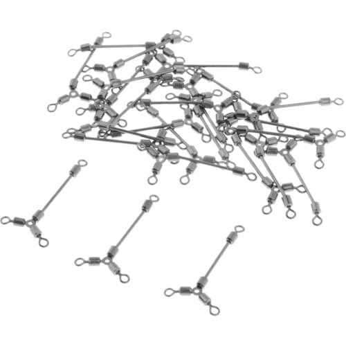 25Pcs/lot Heavy Duty 3 Way Fishing Swivels Terminal Tackle Connector 5 Sizes Fishing Tools