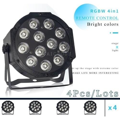 4Pcs/lots RGBWA UV 6in1 12x12W Led Par Lights Remote Control RGBW 4in1 Flat Par Led DMX512 Disco Lights Stage DJ Equipment