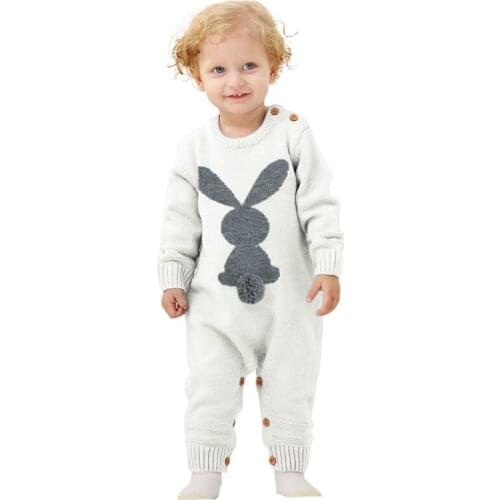 Newborn Baby Sweater Autumn Winter Warm Fashion Cartoon Rabbit Long Sleeve Party Birthday Rompers Clothes Kids Sweater Clothing